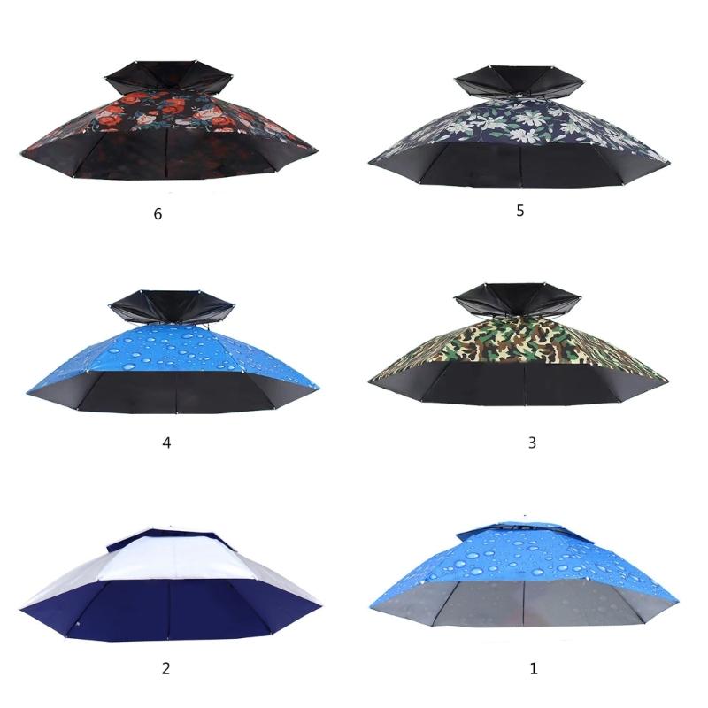 Umbrella Caps with Headband, Water Proof Foldable Umbrella Hat Head Umbrella Hat Fishing Umbrella Hat, Rain Umbrella Hat