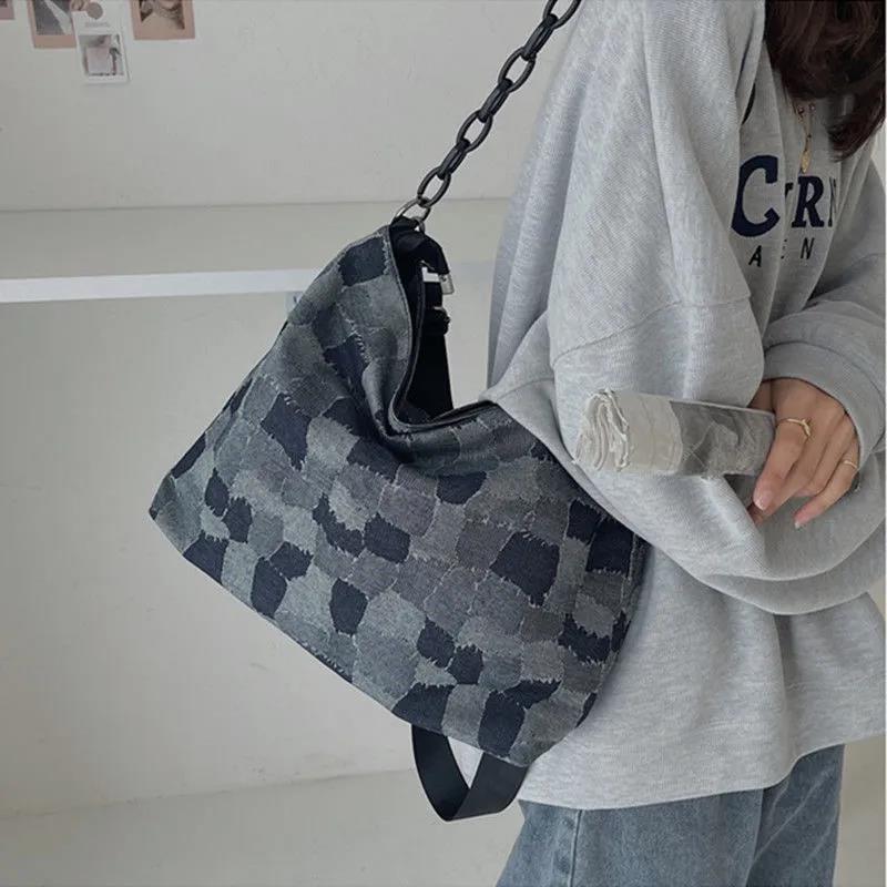 Women Vintage Single Shoulder Bag Large Capacity Casual Bag Simple Versatile Soft Street Chain Bag