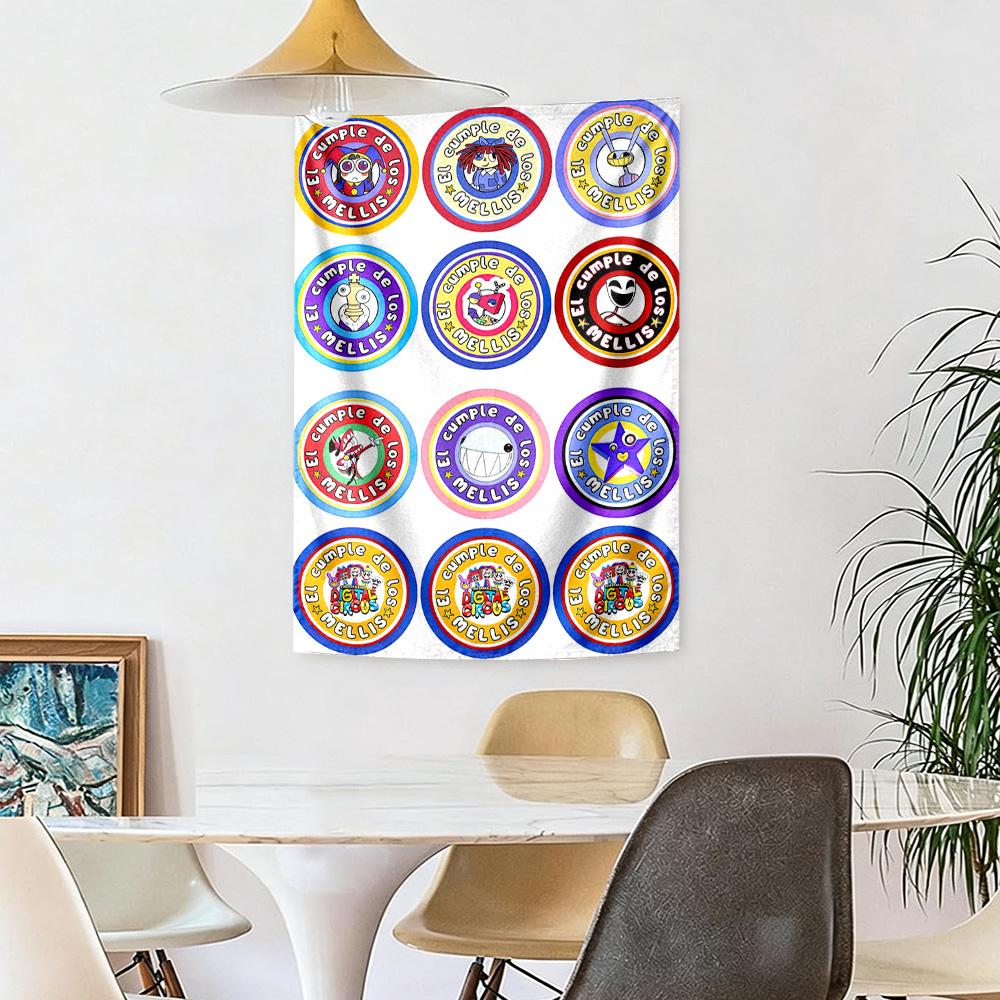 Digital Circus Wall Decor Tapestry Art For Pet Memorial Birthdaywedding Party Backdrop Family Gift