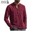 T-shirt a maniche lunghe in cotone HNXC Moda Uomo Camicia Larga Camicia Compassionevole Stampata