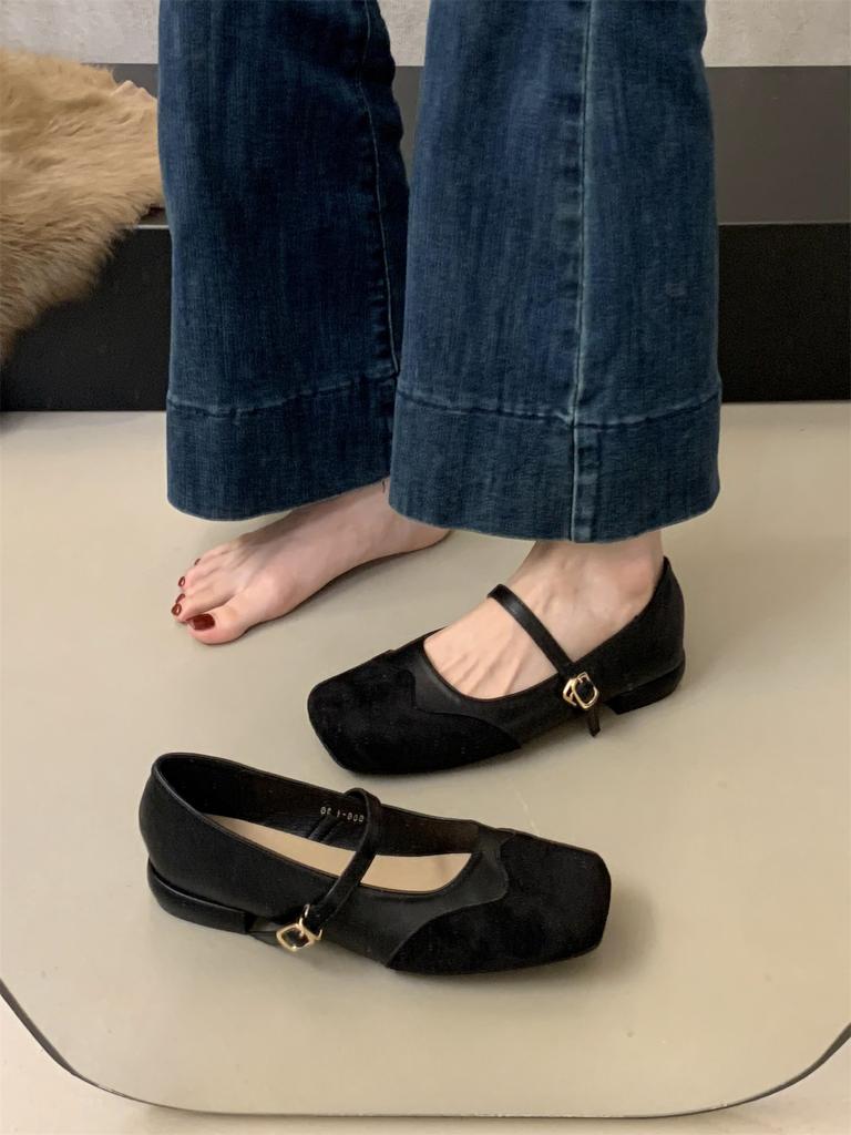 Slip on Casual Loafers Mules Elegant Summer Square Toe Chunky Low Heel Shallow Office Lady Pumps Shoes Comfortable Women's Dress