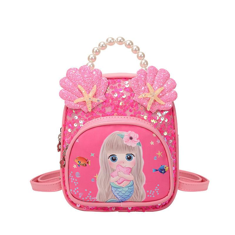 Adorable Cartoon Children's Backpack Girls Kindergarten Lightweight Pu Bag Breathable