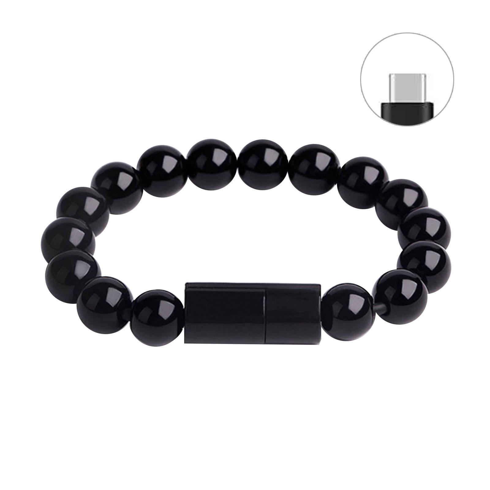 

Браслет из бисера USB-кабель для зарядки и синхронизации - кабель для передачи данных Pure - Color Creative - подарок для телефона Универсальный для телефонов C чёрный