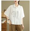 DIMANAF 2026 Women Plus Size New Summer Blouse Shirt Short Sleeve Casual Loose Lady Tops Shirts Cotton Button