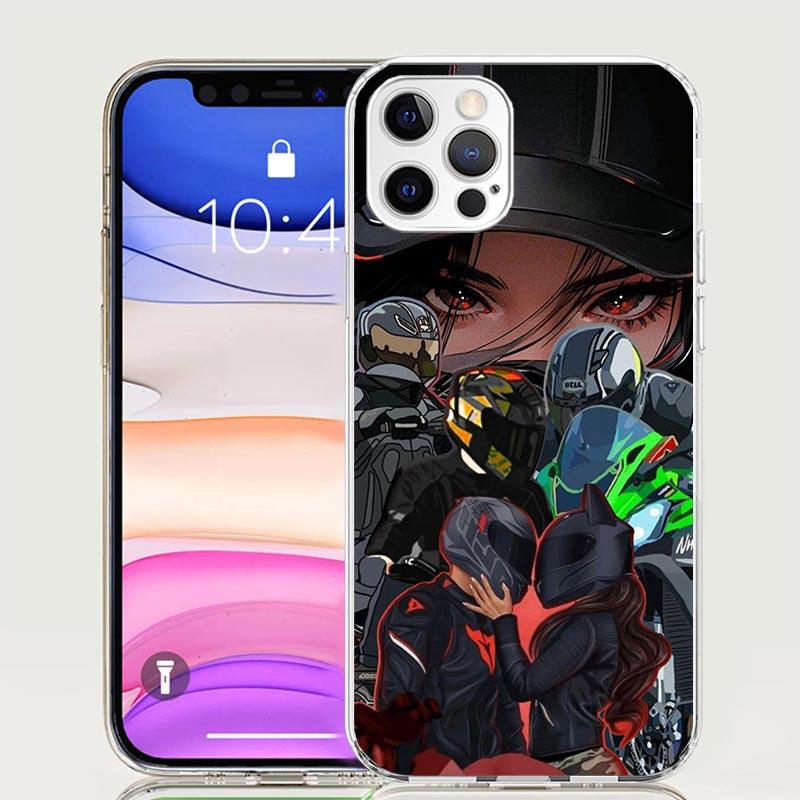 

Motorcycle Rider Helmet Phone Case for Apple iPhone 17 Air 16 15 Plus 14 + 13 Mini 12 11 Pro Max 7 8 SE 16Max Soft Shell Cover C iPhone 13