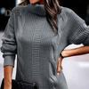 Women Autumn Winter Knitting Dress Turtleneck Long Sleeve Twist Texture Pullover Mini Dress Solid Color Thickened Warm Loose Dress