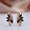 New Luxury  Rose Gold Drop Earrings For Women Black Wiht White Natural Zircon Fashion Earrings Vintage Wedding Jewelry