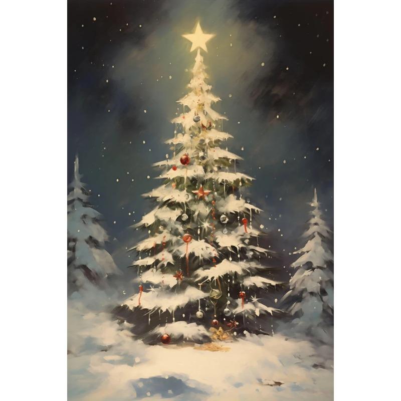 

Classic Winter Snowflake Christmas Oil Painting Vintage Posters Canvas Wall Art for Living Room Home Decor 21X30CMNo Framed