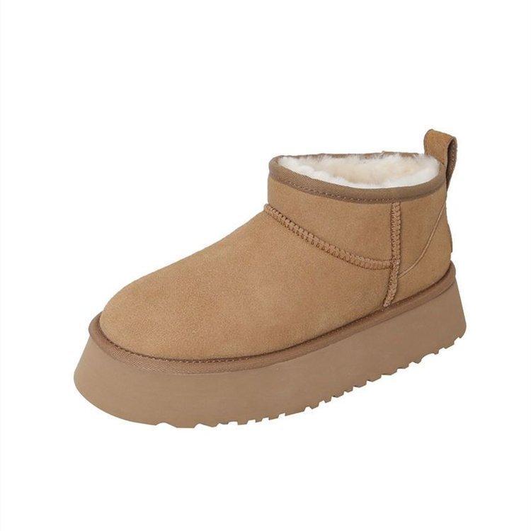 [Yushilai] Real fur integrated thick-soled non-slip snow boots women's 2025 winter velvet thickened warm short boots