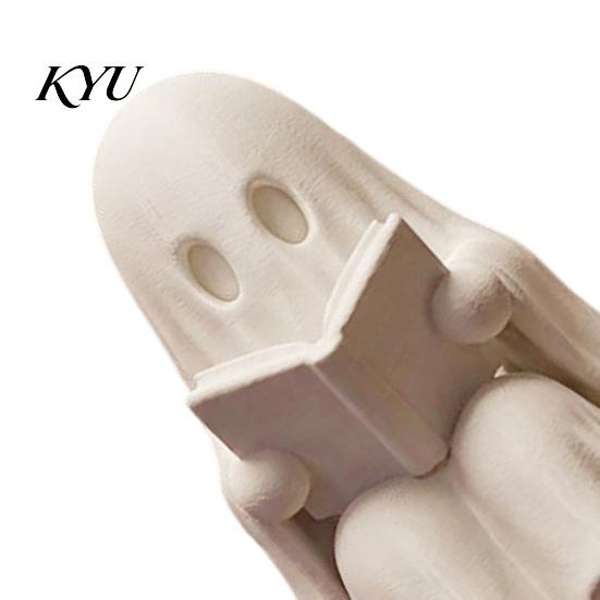 3D Printed Resin Statue Ghost Reading Book Halloween Decoration, Shelf Sitter Statue, Miniature Cute Spooky Sitting Figurine for Bookshelf,