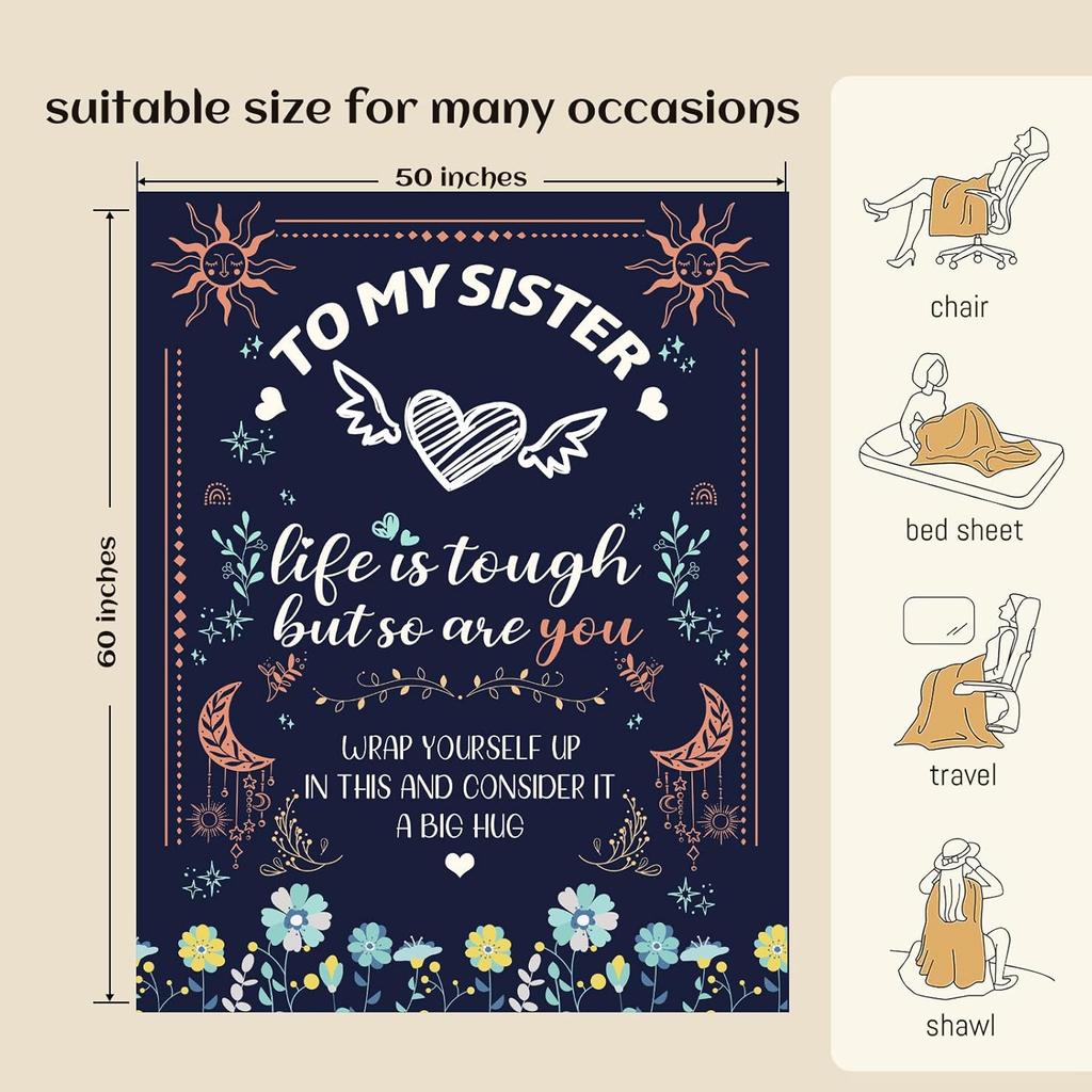 Sister Gift - Sister Blanket, Sister Gifts from Sister Brother- Best Sister Birthday Gifts, Unique Sister Gifts, Gifts for Sister on Christmas,