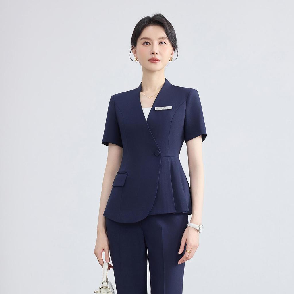 2026 Women's Summer Professional Suit: Short Sleeve Formal Fashion for Hotel Reception and Jewelry Store Workwear