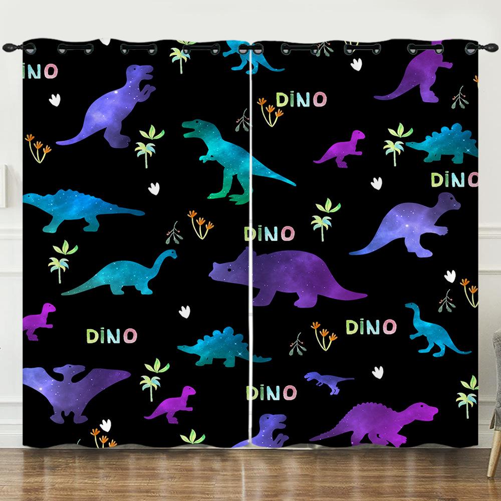 

Занавеска Мультяшная Иллюстрация Динозавра Цифровая Печать Светонепроницаемая Занавеска Спальня Люверсы 97cm*114cm*2