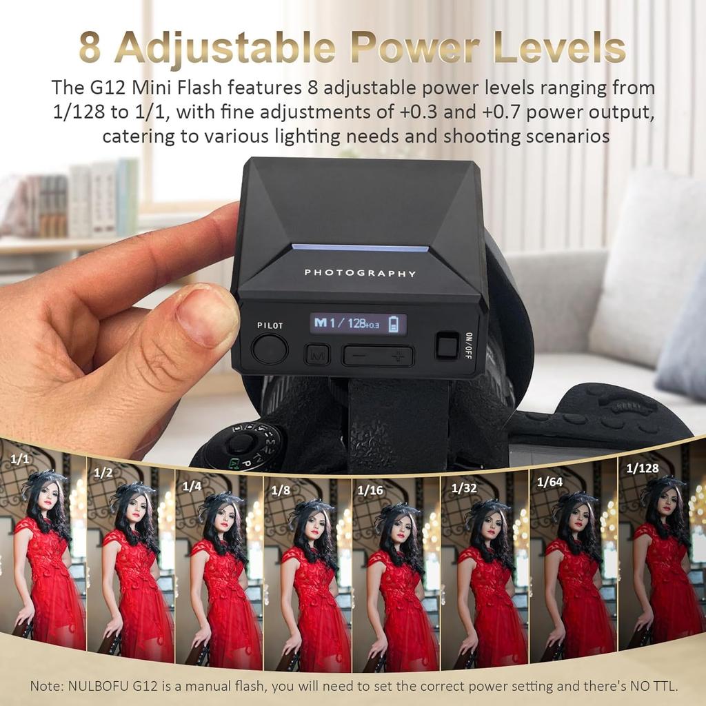 G12 Mini Camera Flash Speedlite, GN12 5600K,USB-C Charging Built-in 1200mAh Battery Compatible for