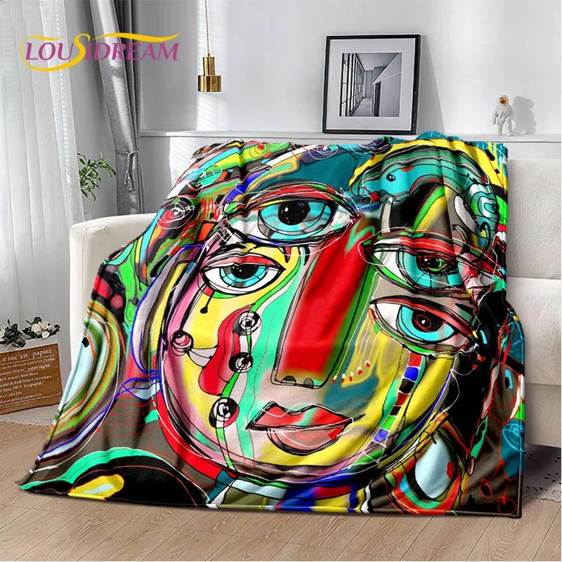 HD Africa Ethiopian Painting Art Cartoon Blanket,Soft Throw Blanket for Home Bedroom Bed Sofa Picnic Travel Office Cover Blanket
