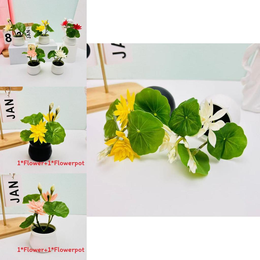 Realistische Lotus-Kunstpflanze aus Seiden- und Kunststoffmaterial für Büro- und Wohnraum