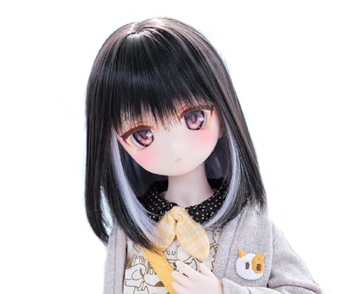 Heat-resistant doll wig ST211, bicolor bob hair, black and gray, compatible with 1/4 scale dolls, wig only