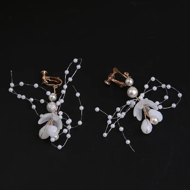Super Fairy Sweet Children Girl Pearl Butterfly Headdress Flower Wreath Garland Head Hoop Headbands Hair Wedding Bride Jewelry