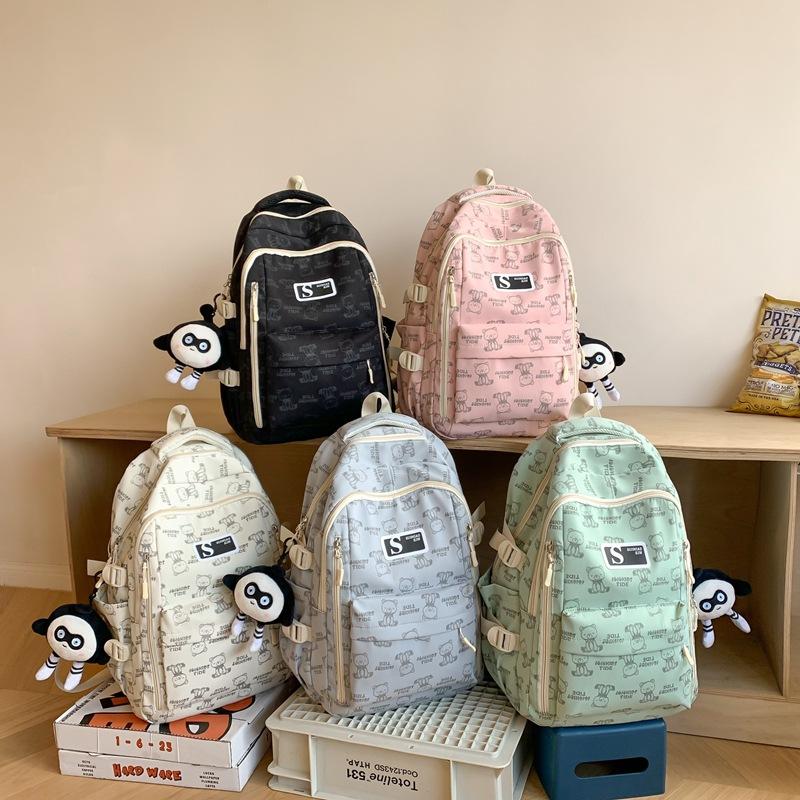 Student Schoolbag Female Junior High School Large Capacity Backpack Bear Schoolbag