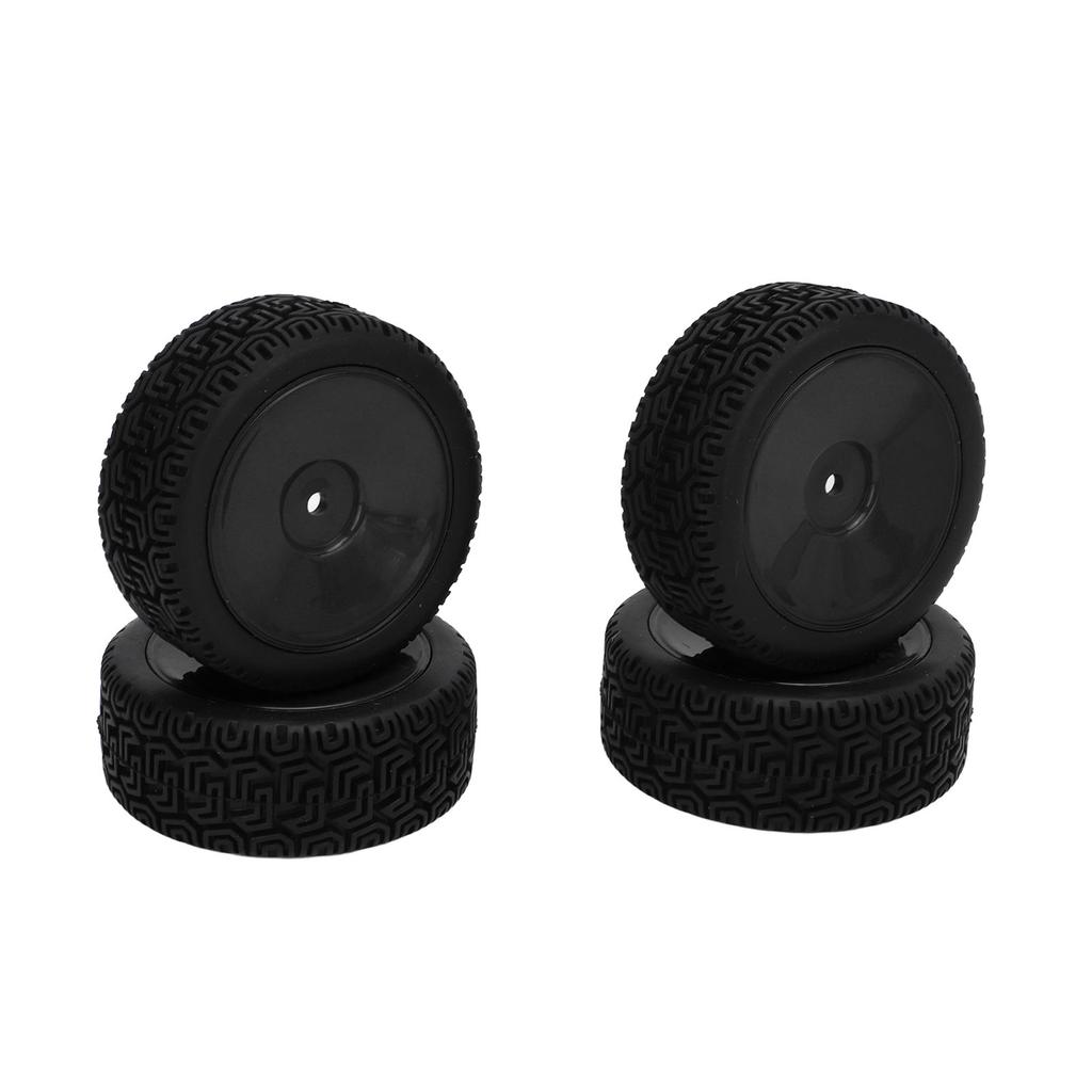 4pcs 1 10 RC Tires Set Rubber Strong Buffering High Wear Resistance Durable Wheels Set for 1 10 Flat Sports Car Black