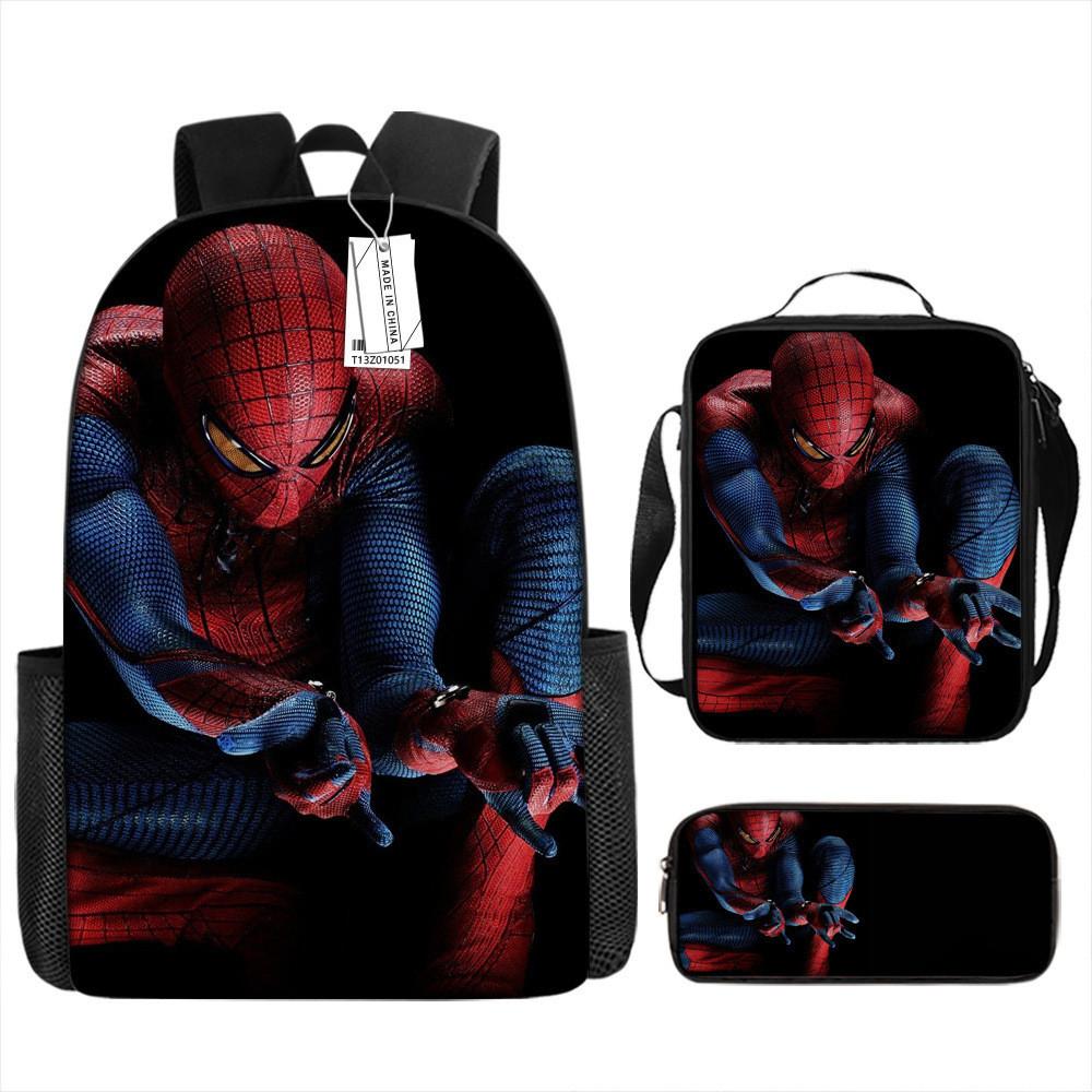Spiderman School Backpack Set With Oxford Fabric Breathable Waterproof For Kids