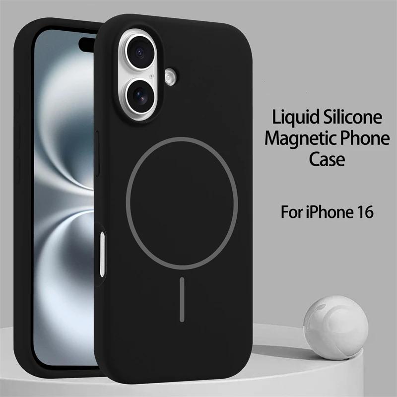 New Gold Liquid Silicone Magsafe Case For iPhone 16 14 15 Plus 13 12 11 16 Pro Max Magnetic Wireless Charge Protector Soft Cover