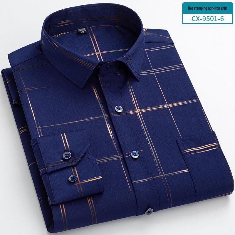 

Plus Size Luxury Stretch Easy-Care Wrinkle-Resistant Casual Business Shirt for Middle-Aged & Elderly Men 38