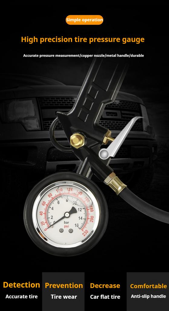 Car Tyre Air Pressure Gauge Tire Inflator Tire Pressure Pneumatic Tool Gauge Compressor Pressure Gauge 0-220psi LCD Display