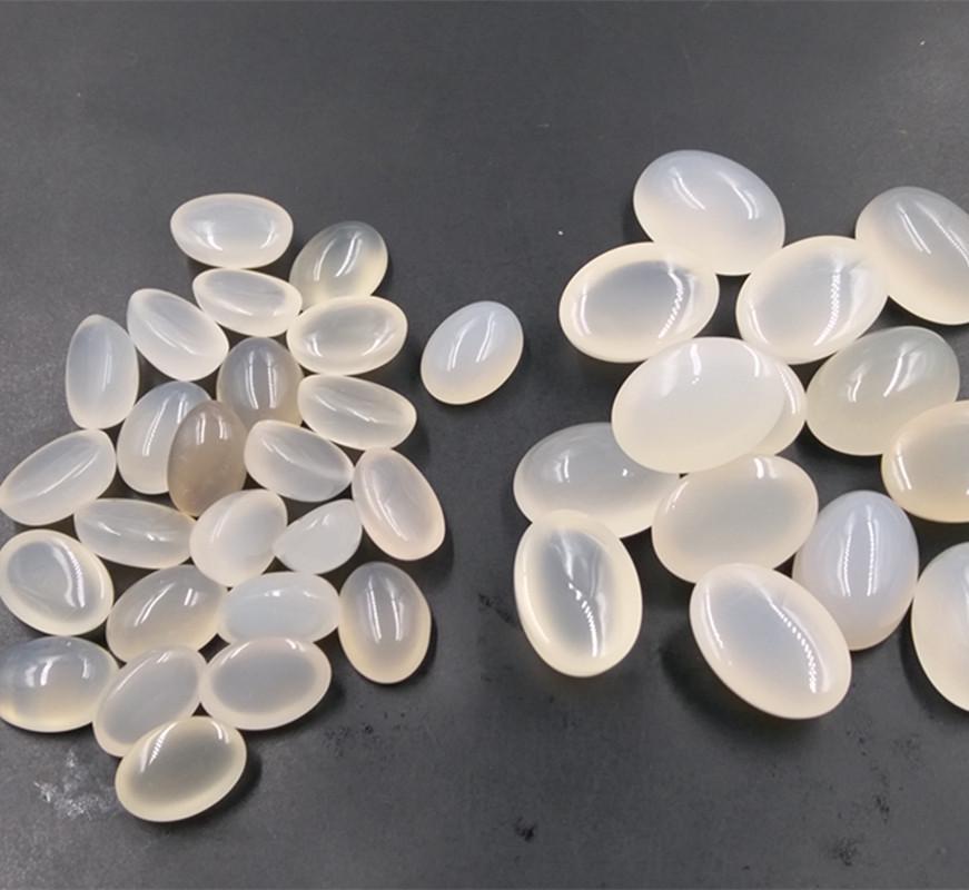 Ten Thousand Jade Ice Jade White Chalcedony Agate Loose Stone Ring Face 13x18 mm