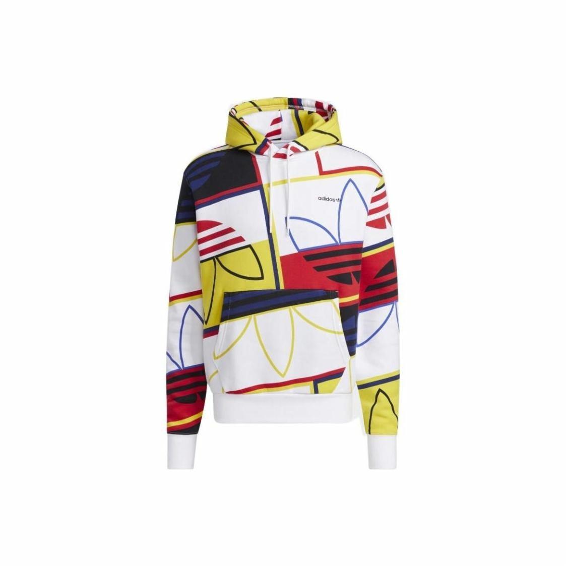 adidas Originals Trefoil Logo Printed Hoodie for Men, Multicolor XS