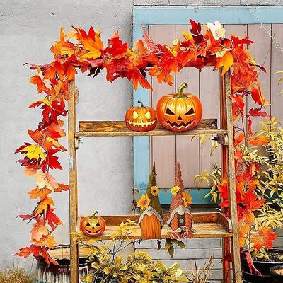 Supplies Thanksgiving Day Wall Decoration Simulation Maple Leaf Hanging Wreath Fall Maple Leaves Garland Lifelike Plant