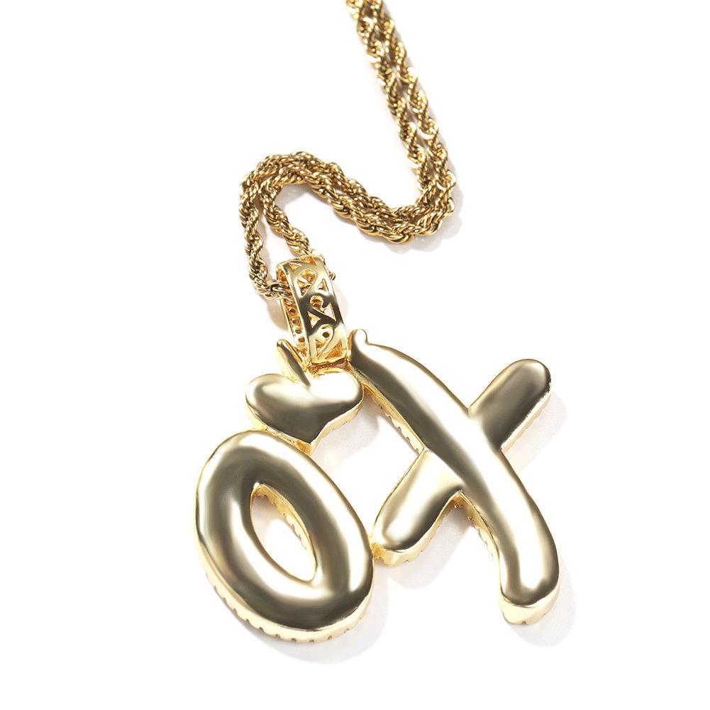 Collar con colgante de letra XO de amor Gumeng de hip-hop, tendencia de personalidad para hombres y mujeres, collar de pareja, se envía una pieza en nombre de otros.