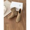 Cowhide Version~ 2025 New Retro Matte Round Head Sleeve Short Boots Women's Thick Heel Suede Versatile Martin Boots