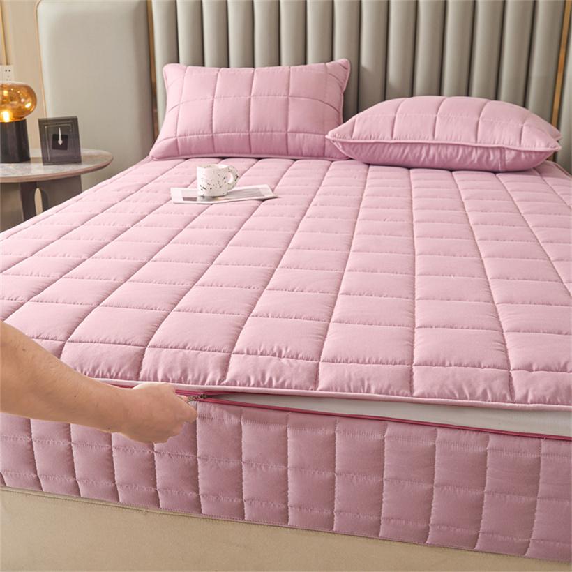 Six Sides All Inclusive Mattress Topper Thick Mattress Pad Cover Dust-Proof Breathable Noiseless Mattress Protector Bed Sheet