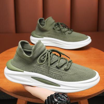 Zomer herenschoenen nieuwe ademende mesh kokosschoenen heren Koreaanse versie veelzijdige dikke zool vliegweefsel sportschoenen casual papa schoenen