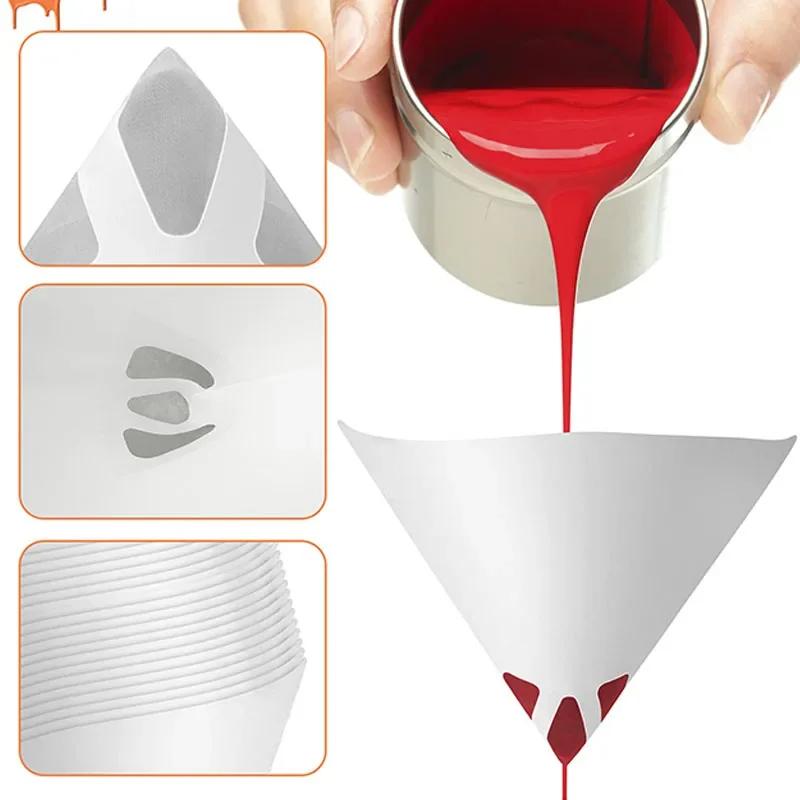 10/20/50Pcs Disposable Paint Filter Paper Purifying Straining Cup Funnel 100 Mesh Conical Paint Filte Mesh Nylon Micron Paper