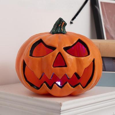 Halloween Pumpkin Light Decoration Creepy Lantern Ornament for Porch Lawn Haunted