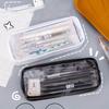 Large Capacity Clear PVC Pencil Case Transparent Waterproof Zippered Pen Pouch Stationery For Student Desk Storage Organization