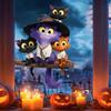 Cartoon Halloween Katze Fensteraufkleber - Selbstklebend Ohne Kleber Glasverschönerungsaufkleber