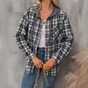 Autumn Winter New Women's Fashion Casual Plaid Colorblock Hooded Shirt Jacket