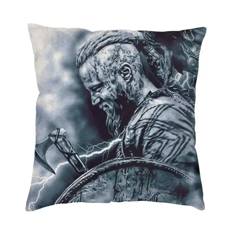 Viking Runes Thor Mjolnir Cushion Covers Soft Norse Valhalla Odin Pillow Case for Sofa Car Square Pillowcase 45cm 18Inch