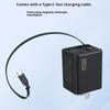 65W Super Fast Charge Type C Usb Phone Charger With Retractable Usb C Cable For Phone Fast Charging Charger