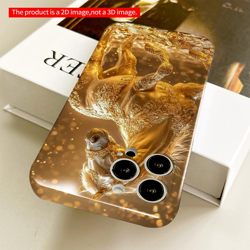 Płaska Złota Konia Wśród Monet Luksusowe Etui na Telefon Pełna Ochrona Twarde Etui na Telefon, Kompatybilne z iPhone 18 Pro Max 17 16 15 14 13 12 11