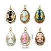 1 Piece Brass Easter Day Series Charms For Jewelry Making 18K Gold Plated Flower Faberge Egg Pendant DIY Findings 28mm x 15.5mm
