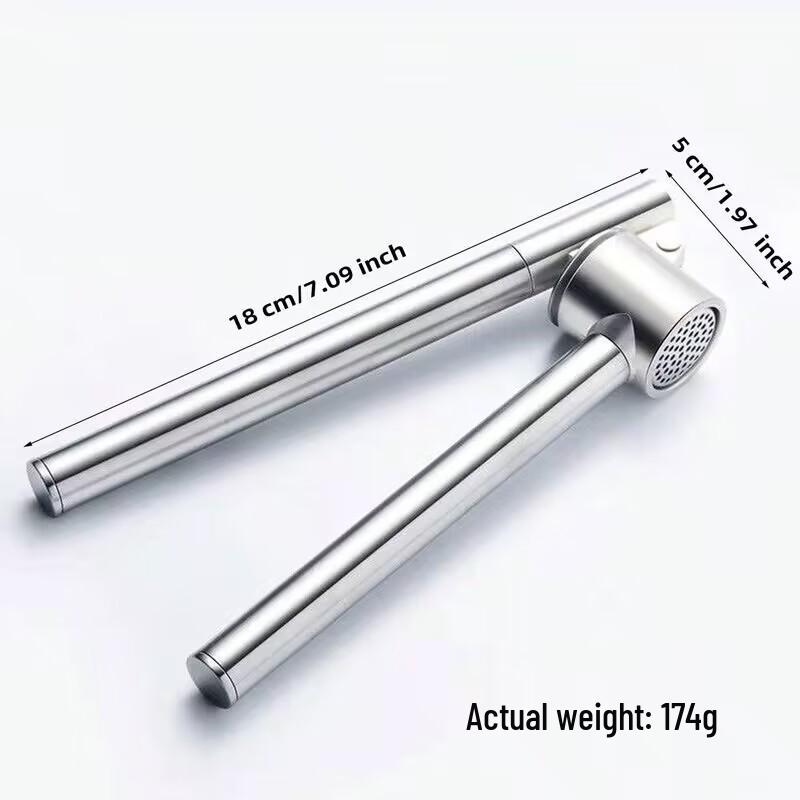 Stainless Steel Garlic Masher & Mincer - Large Manual Kitchen Press