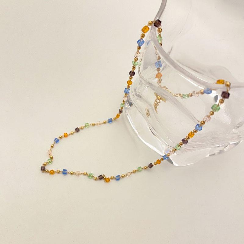 

2023 Красочный хрустальный чокер на ключицу для женщин - Простой летний нишевый дизайн