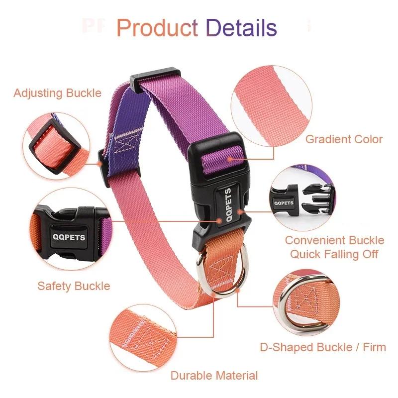 Personalized Cat Collar Adjustable Leather Nylon Pet Cats Necklace Custom Puppy Kitten Name Collars Anti-lost Cat Accessories