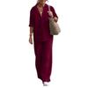 European and American Cross-border Women's Clothing Two-piece Set Women's 2026 Lapel Collar Long-sleeved Shirt Spring and Autumn Casual Solid Color