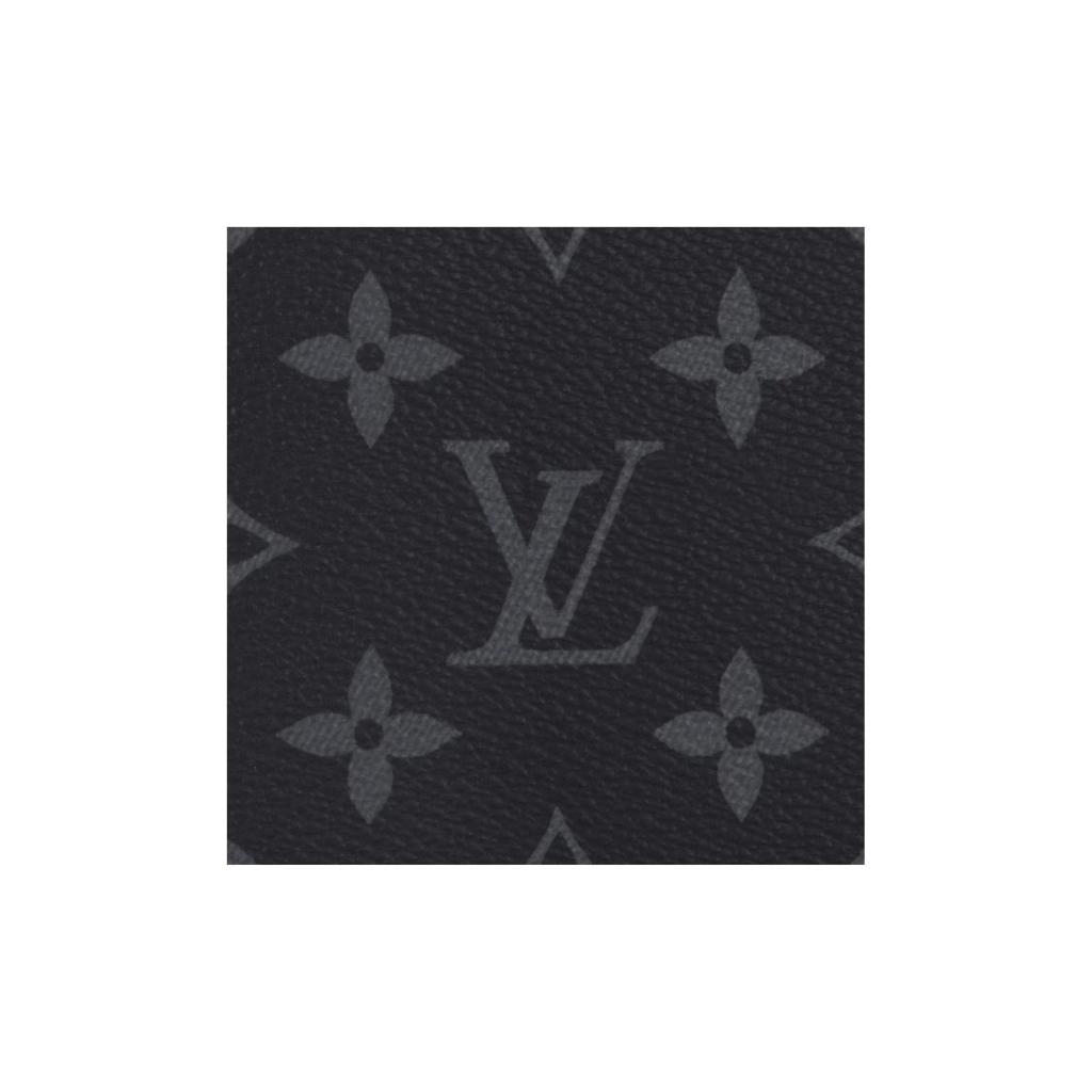 Louis Vuitton Schlank Klassisch Alte Blume Eclipse Kompakt und Dünn 8 Kartenfächer 1 Geldschein-Sandwich Kartenfach Geldbörse Klein Herren Schwarz