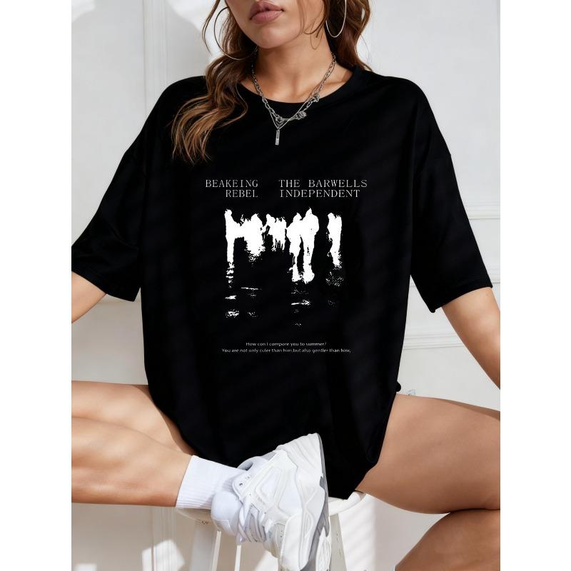 White Oversized T-Shirt With Abstract Graphic Print And Text For Casual Wear